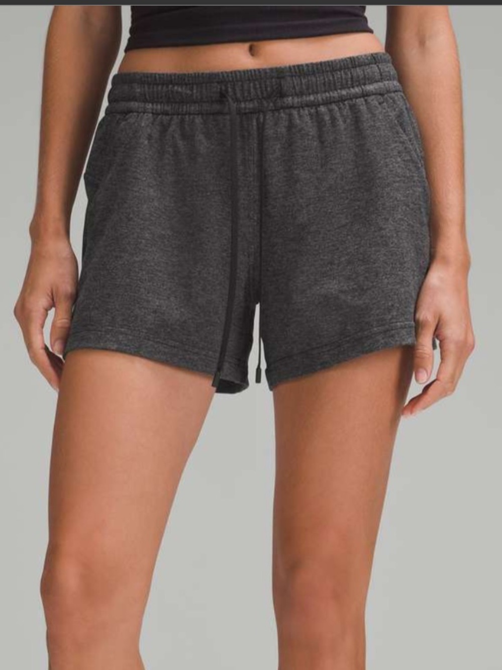 Lululemon Soft Jersey Relaxed-Fit Mid-Rise Short 4" Heathered Black 14